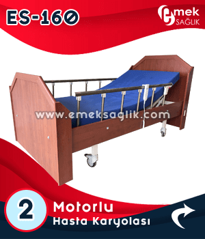 2 hareketli ahşap hasta karyolası