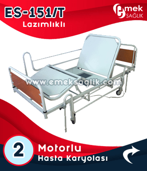 2 motorlu lazımlıklı hasta karyolası