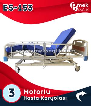 3 motorlu alüminyum yan korkuluklu hasta karyolası