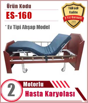 Ahşap Ev Tipi 2 Motorlu Hasta Karyolası