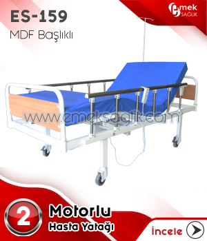 2 motorlu mdf başlıklı hasta karyolası